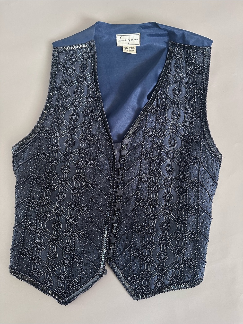 Vintage Navy Beaded Vest